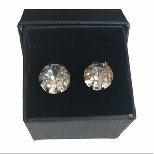 Vintage Costume Crystal Stud Earrings 1/2 inch